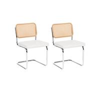 Beliani Set Of 2 Dining Chairs Ethete Faux Leather White