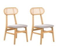 Set of 2 Dining Chairs FALLON Wood Light Brown/ Light Grey