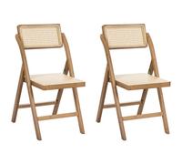 Beliani Set Of 2 Dining Chairs Folding Modane Bamboo Wood Brown