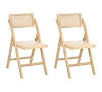 Beliani Set Of 2 Dining Chairs Folding Modane Bamboo Wood Light Brown