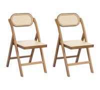 Beliani Set Of 2 Dining Chairs Folding Oraison Bamboo Wood Brown