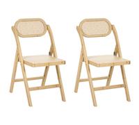 Beliani Set Of 2 Dining Chairs Folding Oraison Bamboo Wood Light Brown