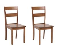 Beliani Set Of 2 Dining Chairs Georgia Wood Brown