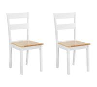 Beliani Set Of 2 Dining Chairs Georgia Wood White