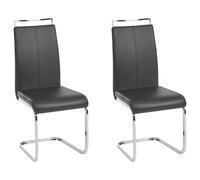 Beliani Set Of 2 Dining Chairs Greedin Faux Leather Black