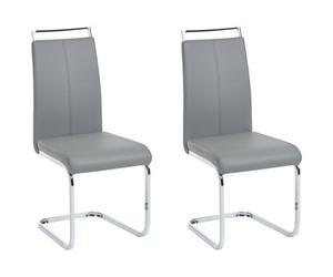 Beliani Set Of 2 Dining Chairs Greedin Faux Leather Grey