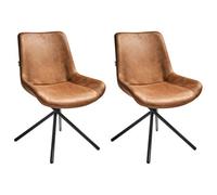 Set of 2 Dining Chairs HAILEY Faux Suede Golden Brown