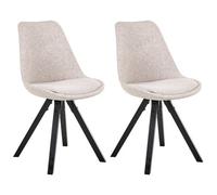 Beliani Set Of 2 Dining Chairs Hedley Fabric Beige