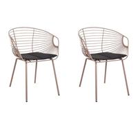 Beliani Set Of 2 Dining Chairs Hoback Metal Beige