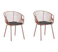 Set of 2 Dining Chairs HOBACK Metal Copper