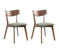 Beliani Set Of 2 Dining Chairs Hope Wood Dark Brown/ Green