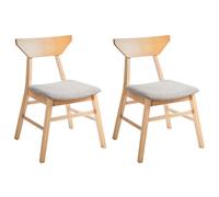 Beliani Set Of 2 Dining Chairs Hopkins Wood Light Brown