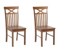 Beliani Set Of 2 Dining Chairs Houston Wood Brown