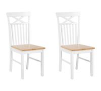 Beliani Set Of 2 Dining Chairs Houston Wood White