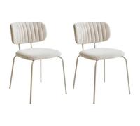 Set of 2 Dining Chairs IRINS Chenille Light Beige