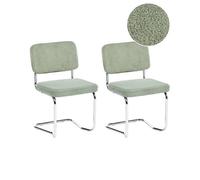 Beliani Set Of 2 Dining Chairs Irwin Boucle Light Green