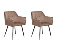 Beliani Set Of 2 Dining Chairs Jasmin Velvet Brown