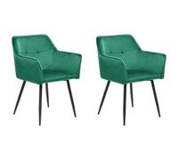 Beliani Set Of 2 Dining Chairs Jasmin Velvet Emerald Green