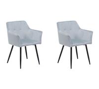 Beliani Set Of 2 Dining Chairs Jasmin Velvet Light Grey, Grey