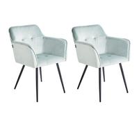 Beliani Set Of 2 Dining Chairs Jasmin Velvet Mint Green