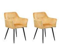 Beliani Set Of 2 Dining Chairs Jasmin Velvet Mustard
