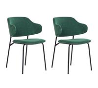 Beliani Set Of 2 Dining Chairs Kenai Fabric Dark Green