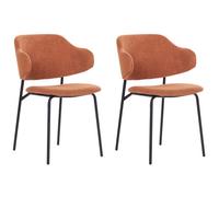 Beliani Set Of 2 Dining Chairs Kenai Fabric Orange