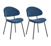 Set of 2 Dining Chairs KIANA Fabric Dark Blue