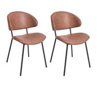 Beliani Set Of 2 Dining Chairs Kiana Faux Leather Brown