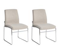 Beliani Set Of 2 Dining Chairs Lecco Fabric Beige