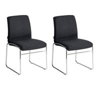 Set of 2 Dining Chairs LECCO Fabric Black