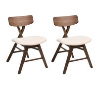 Beliani Set Of 2 Dining Chairs Leland Wood Brown/ Off-White