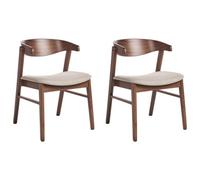 Beliani Set Of 2 Dining Chairs Lilly Fabric Brown/ Beige