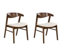Beliani Set Of 2 Dining Chairs Lilly Fabric Brown/ Off-White