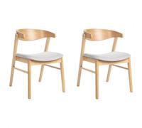 Beliani Set Of 2 Dining Chairs Lilly Fabric Light Brown/ Grey