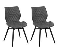 Beliani Set Of 2 Dining Chairs Lisle Fabric Grey