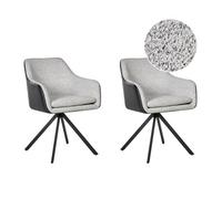Beliani Set Of 2 Dining Chairs Lithia Fabric Black/ White