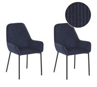 Beliani Set Of 2 Dining Chairs Loverna Corduroy Dark Blue