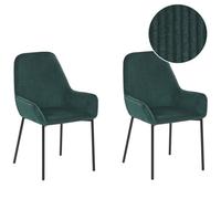Beliani Set Of 2 Dining Chairs Loverna Corduroy Dark Green