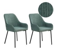Beliani Set Of 2 Dining Chairs Loverna Corduroy Green
