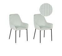 Beliani Set Of 2 Dining Chairs Loverna Corduroy Mint Green