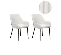 Beliani Set Of 2 Dining Chairs Loverna Corduroy Off-White