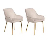 Beliani Set Of 2 Dining Chairs Loverna Velvet Beige