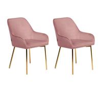 Set of 2 Dining Chairs LOVERNA Velvet Pink