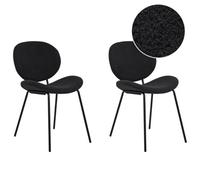 Beliani Set Of 2 Dining Chairs Luana Boucle Black, Black