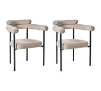 Set of 2 Dining Chairs LYNEY Fabric Beige