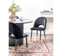 Beliani Set Of 2 Dining Chairs Magalia Velvet Black