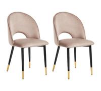 Beliani Set Of 2 Dining Chairs Magalia Velvet Taupe