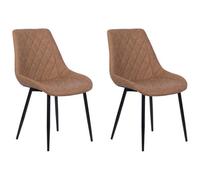 Beliani Set Of 2 Dining Chairs Maribel Faux Leather Golden Brown