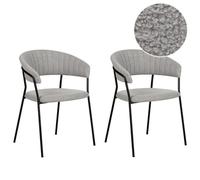 Beliani Set Of 2 Dining Chairs Mariposa Boucle Grey, Grey
